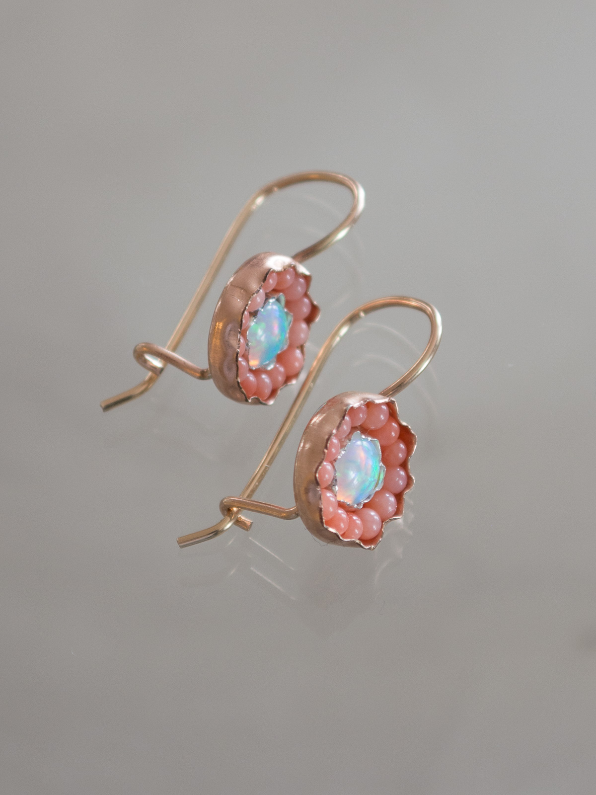 earrings Daisy coral, blue opal